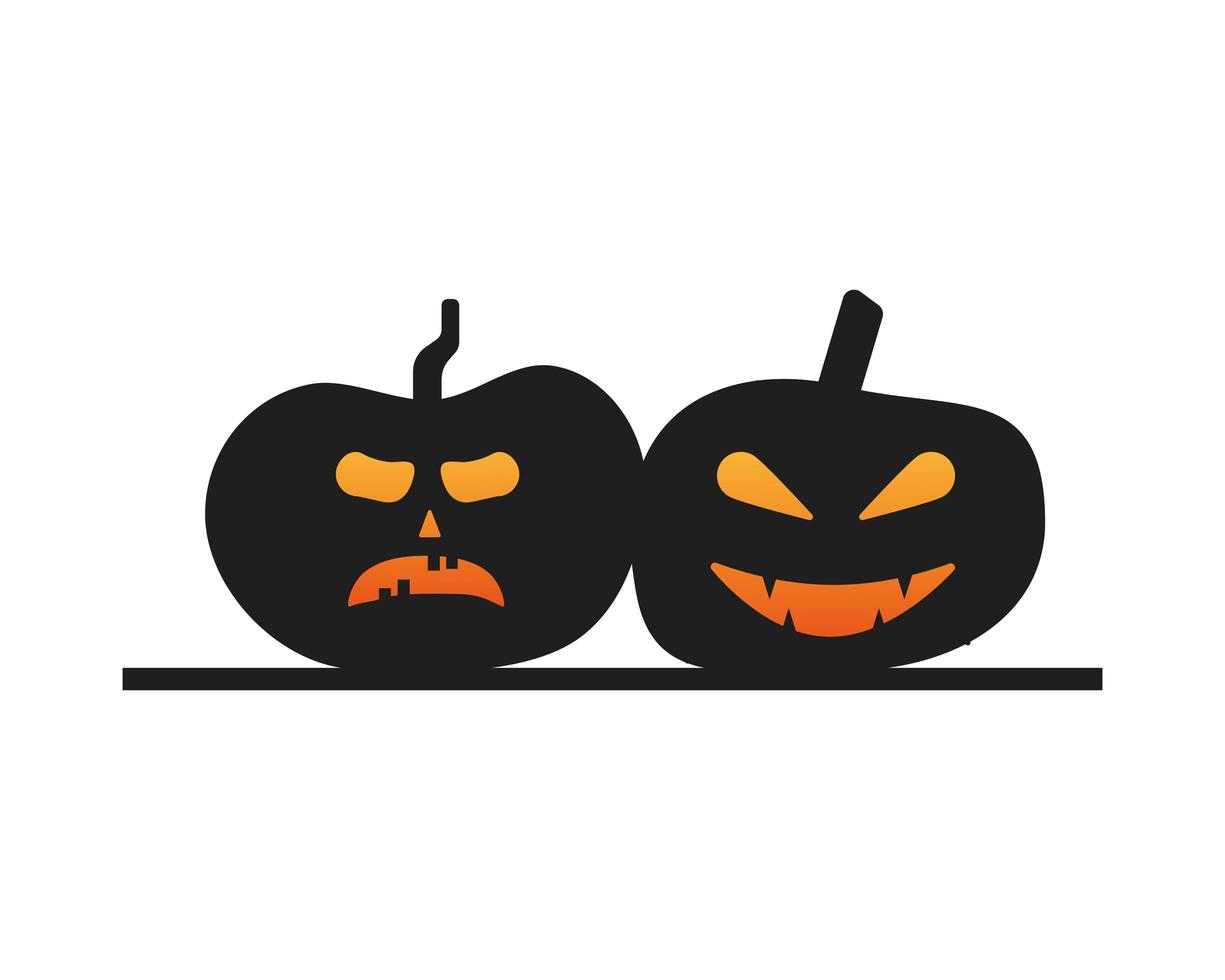 two halloween pumpkin face lanterns icon vector