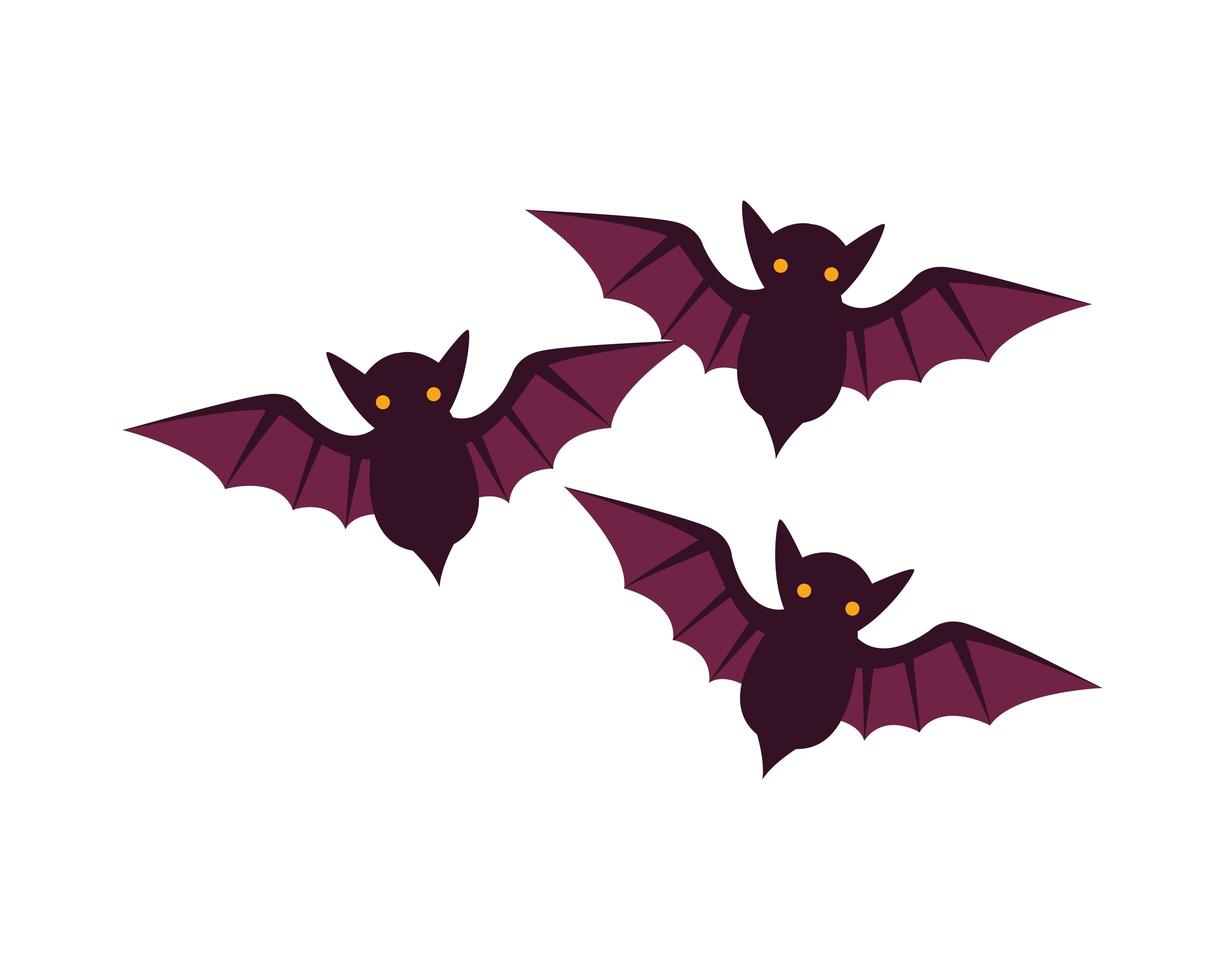 volando murciélagos de halloween aislados vector