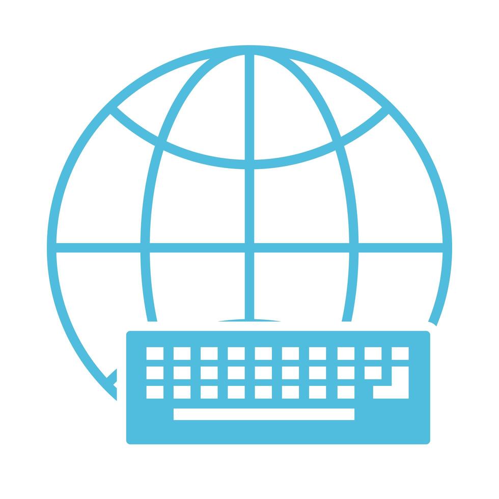 keyboard with globe silhouette style icon vector
