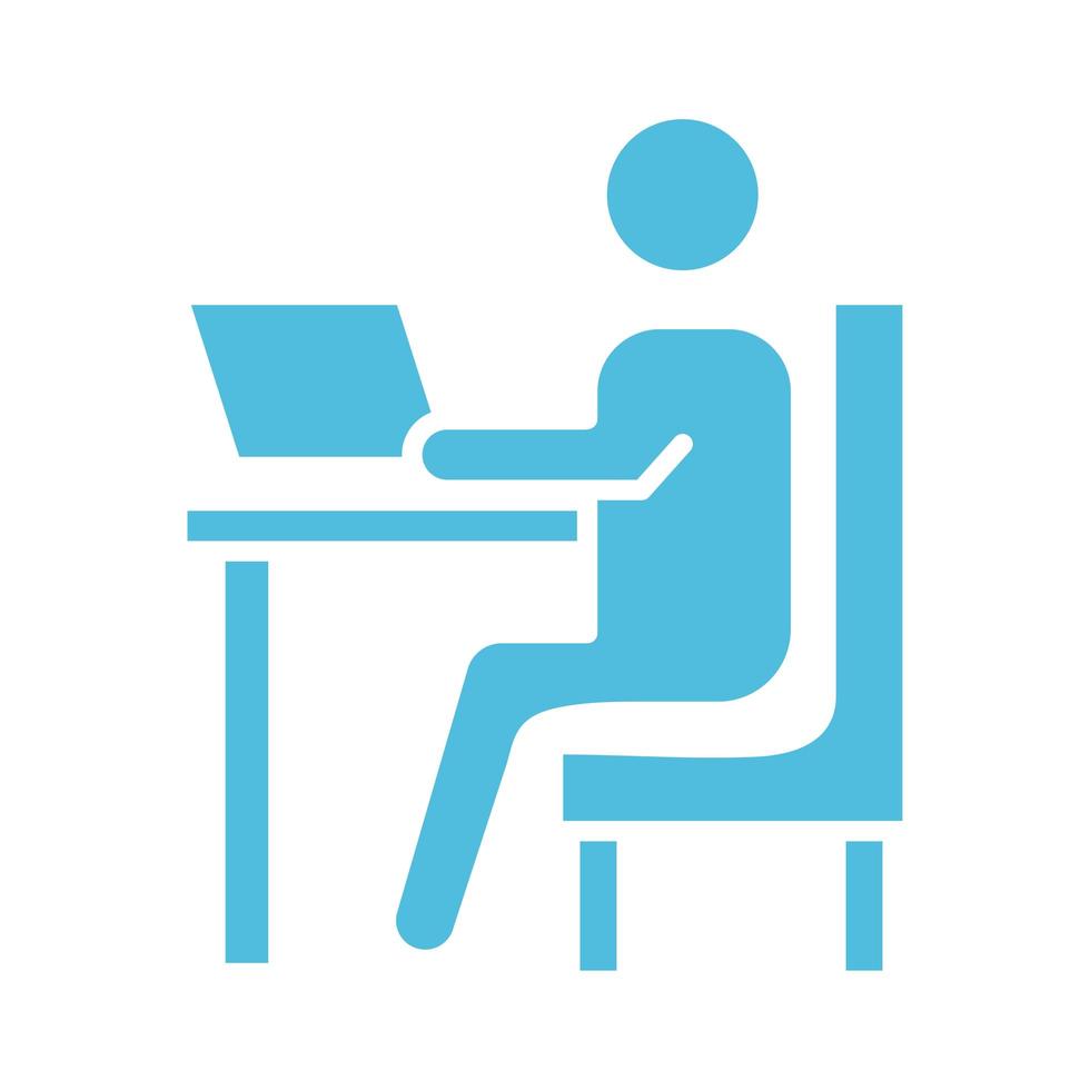 person using laptop silhouette style icon vector