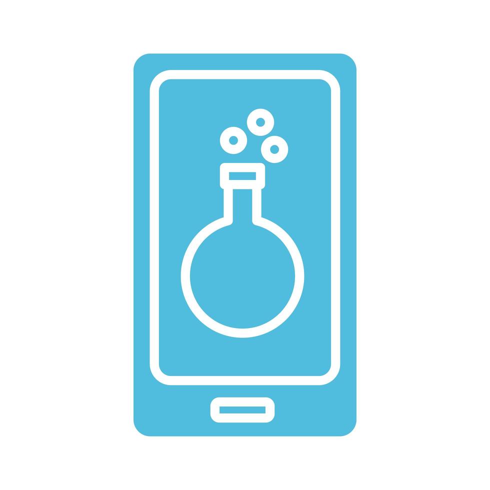 smartphone with test tube silhouette style icon vector