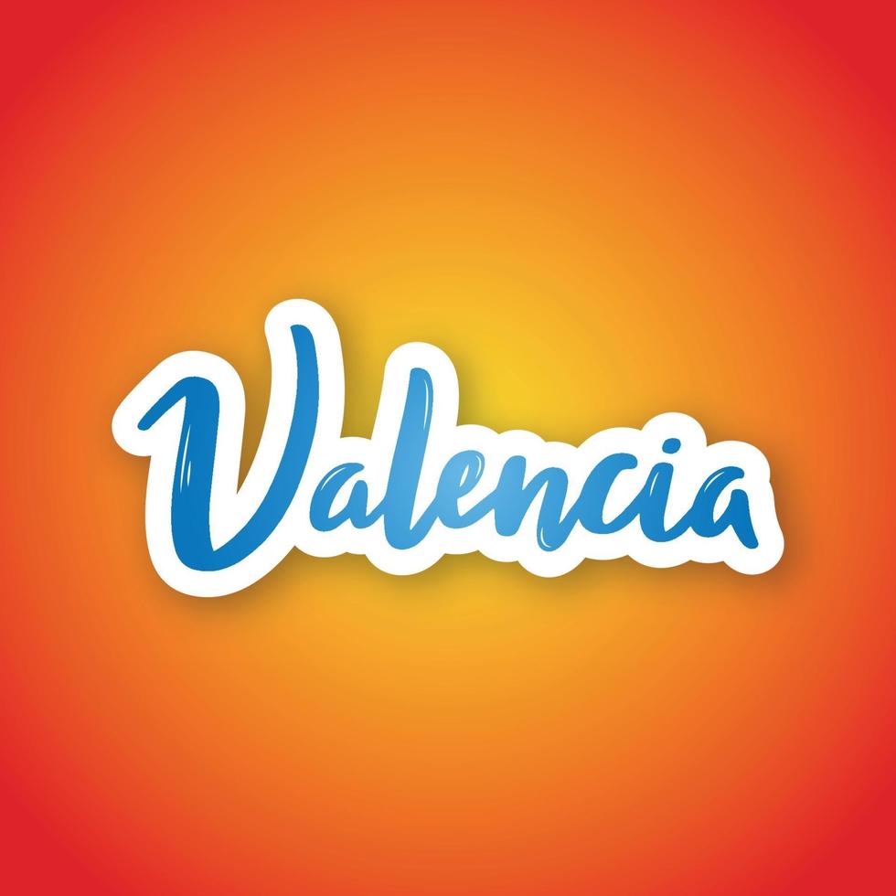 Valencia - nombre de letras dibujadas a mano de la ciudad de España vector