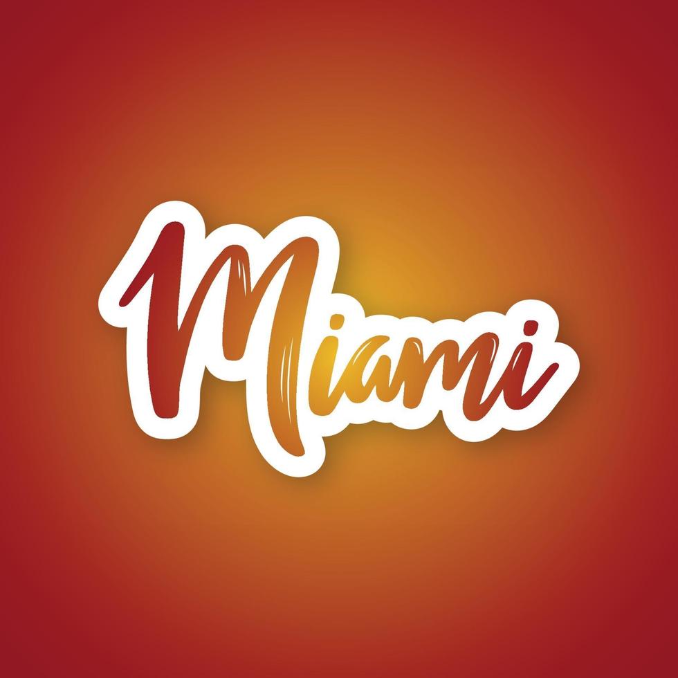 Miami - handwritten name of the US city. Sticker with lettering in paper cut style. vector