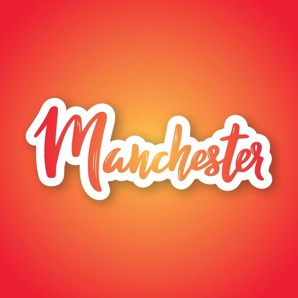 Manchester - nombre de letras dibujadas a mano de la ciudad del Reino Unido. vector