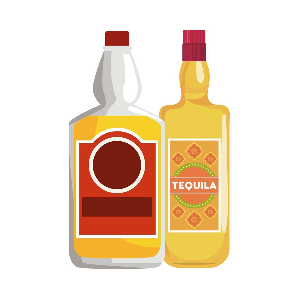 icono de botellas de tequila mexicano vector