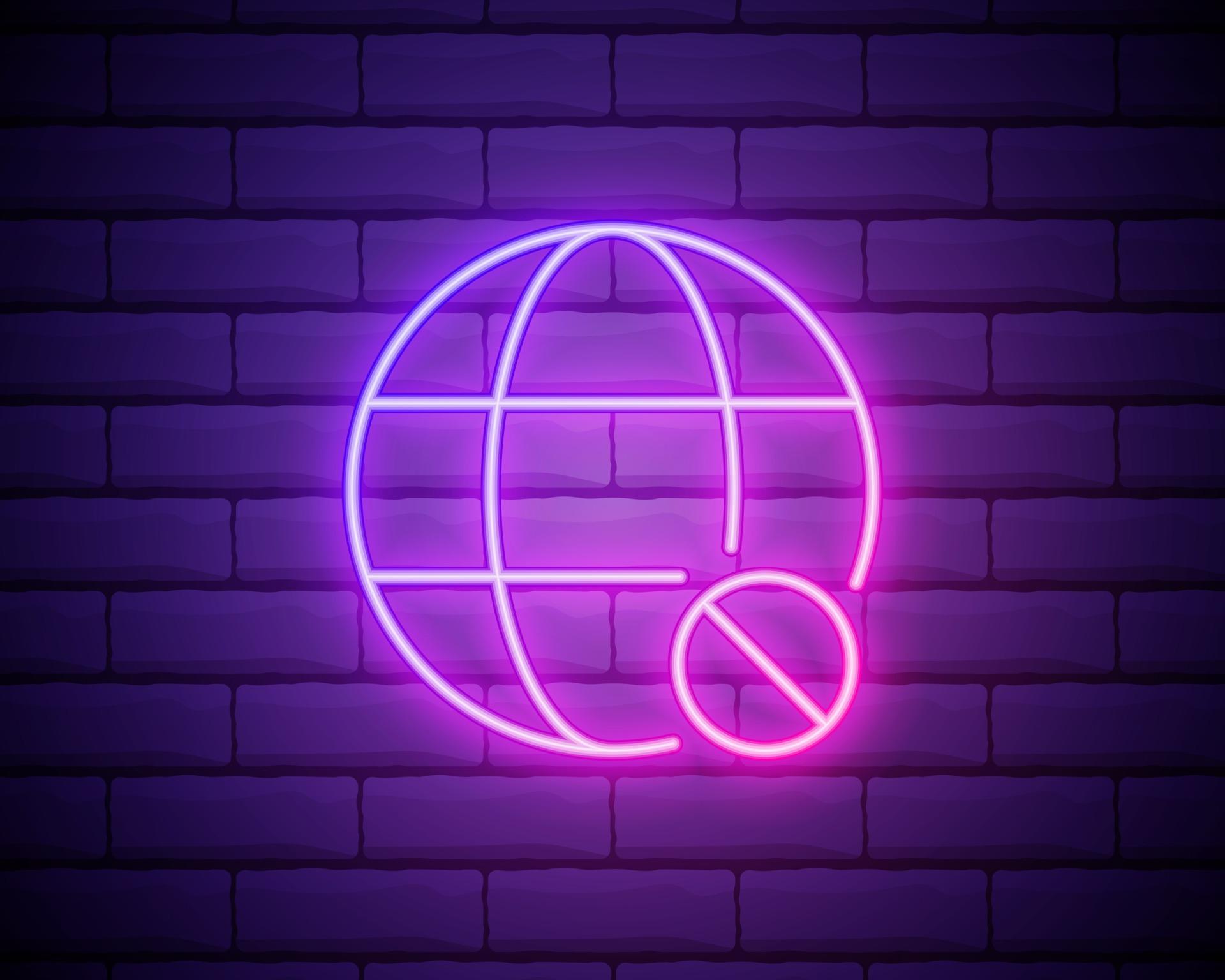 neon no wireless connection and wifi internet connection icon vector