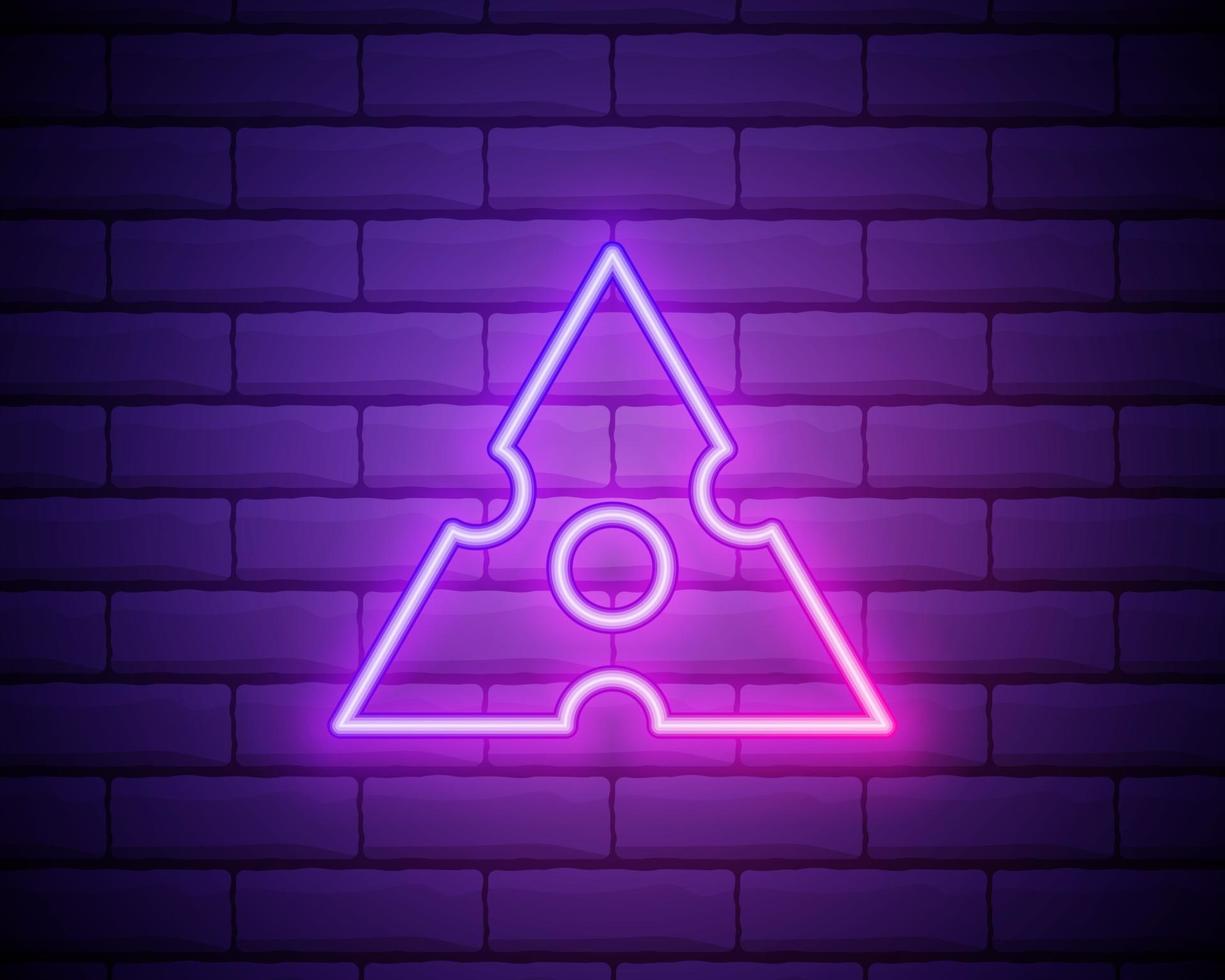Shuriken glowing neon ui ux icon. Glowing sign vector. Glowing shuriken icon isolated on brick wall background vector