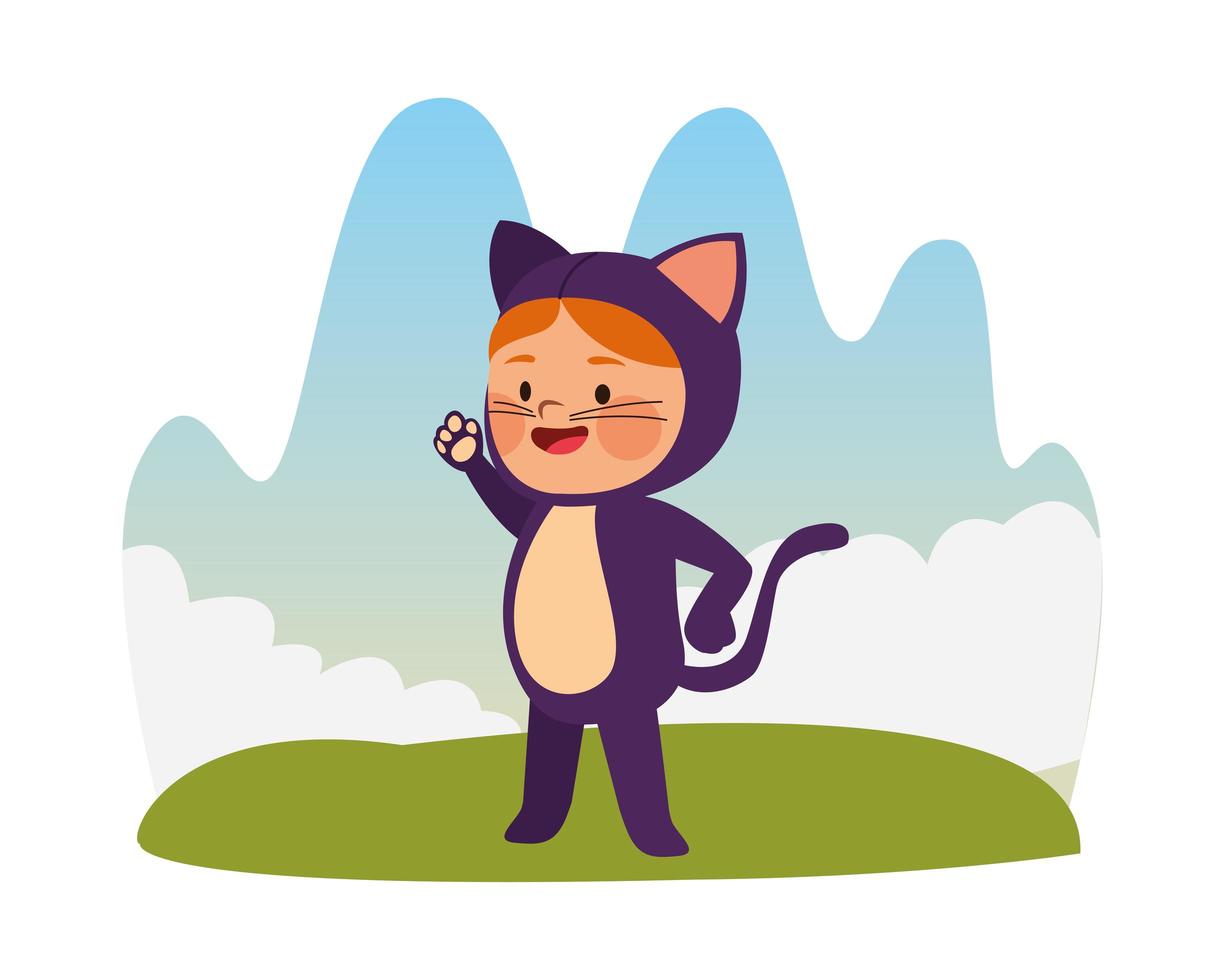 cute little girl dressed as a cat character vector