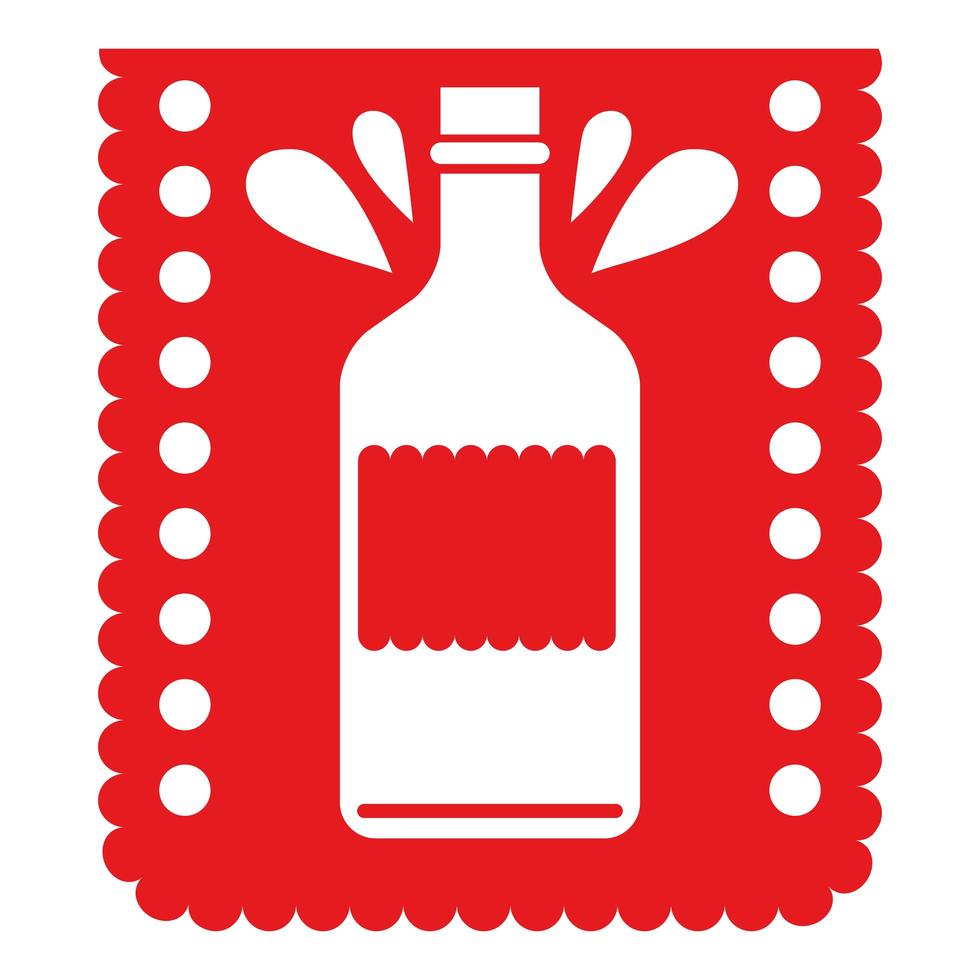 dia de muertos garland with tequila bottle vector
