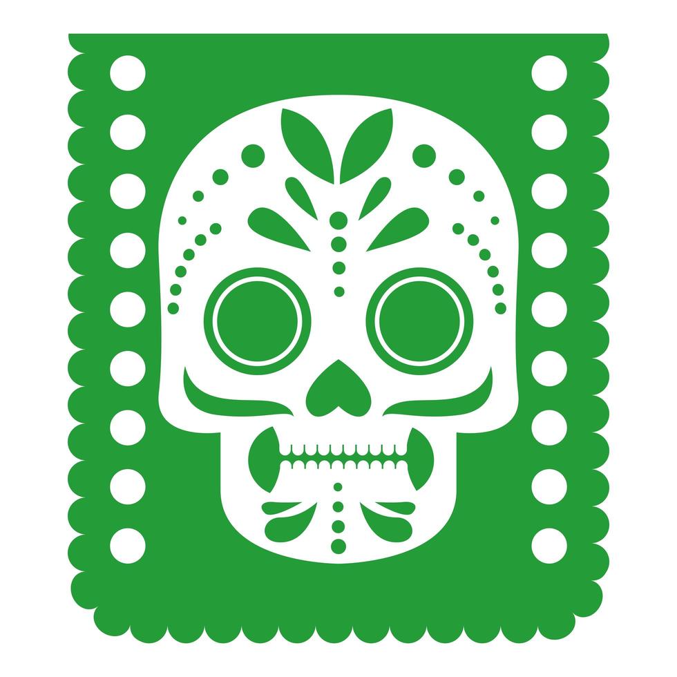 dia de muertos garland with skull vector