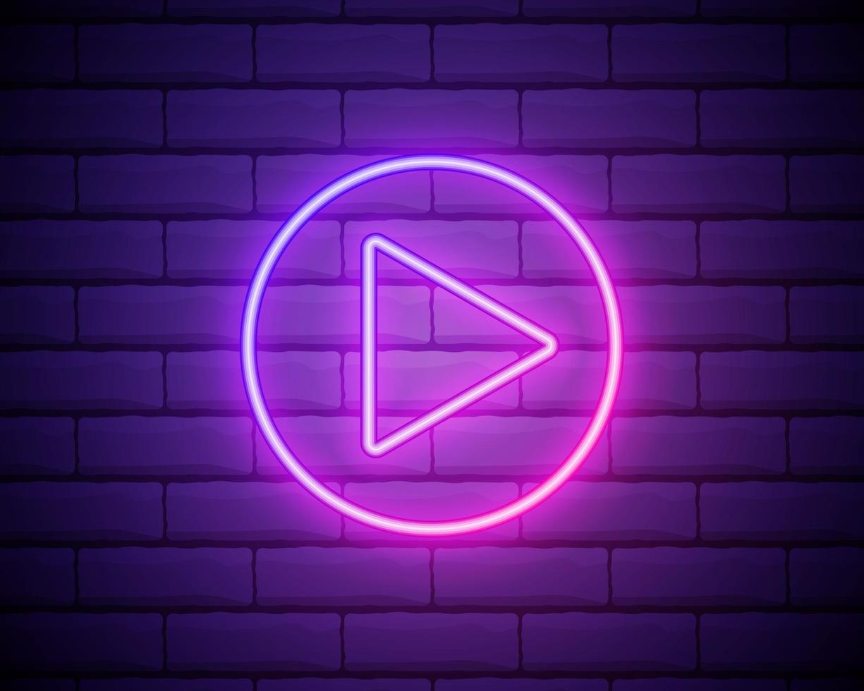 play circular button neon icon. Elements of Minimal universal theme set. Simple icon for websites, web design, mobile app, info graphics vector