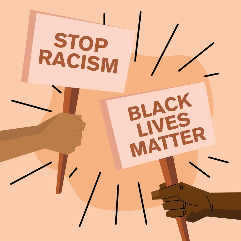 Black lives matter and stop racism banners vector design
