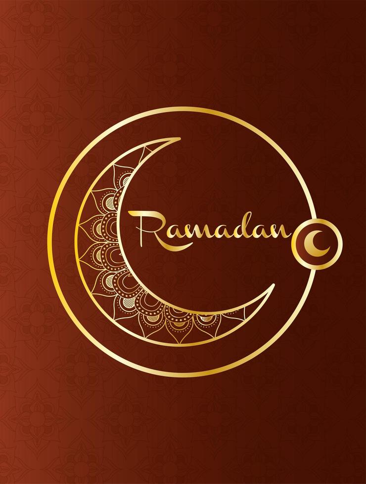 luna dorada ramadan kareem decoración vector