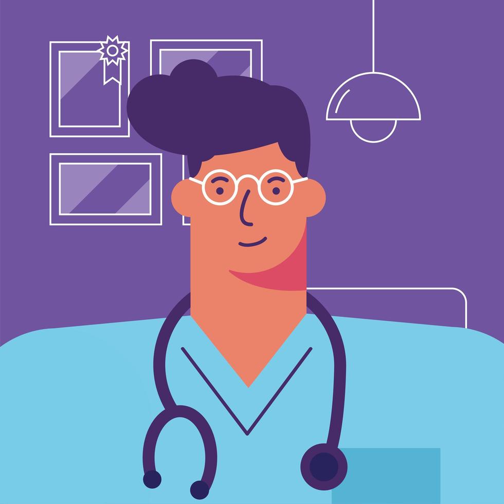 personaje de avatar de doctor profesional vector