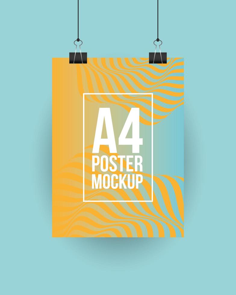 a4 poster mockup with clips vector design