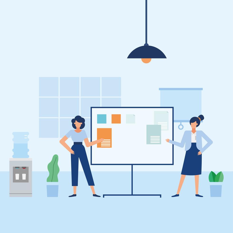 Flat design women in the office vector