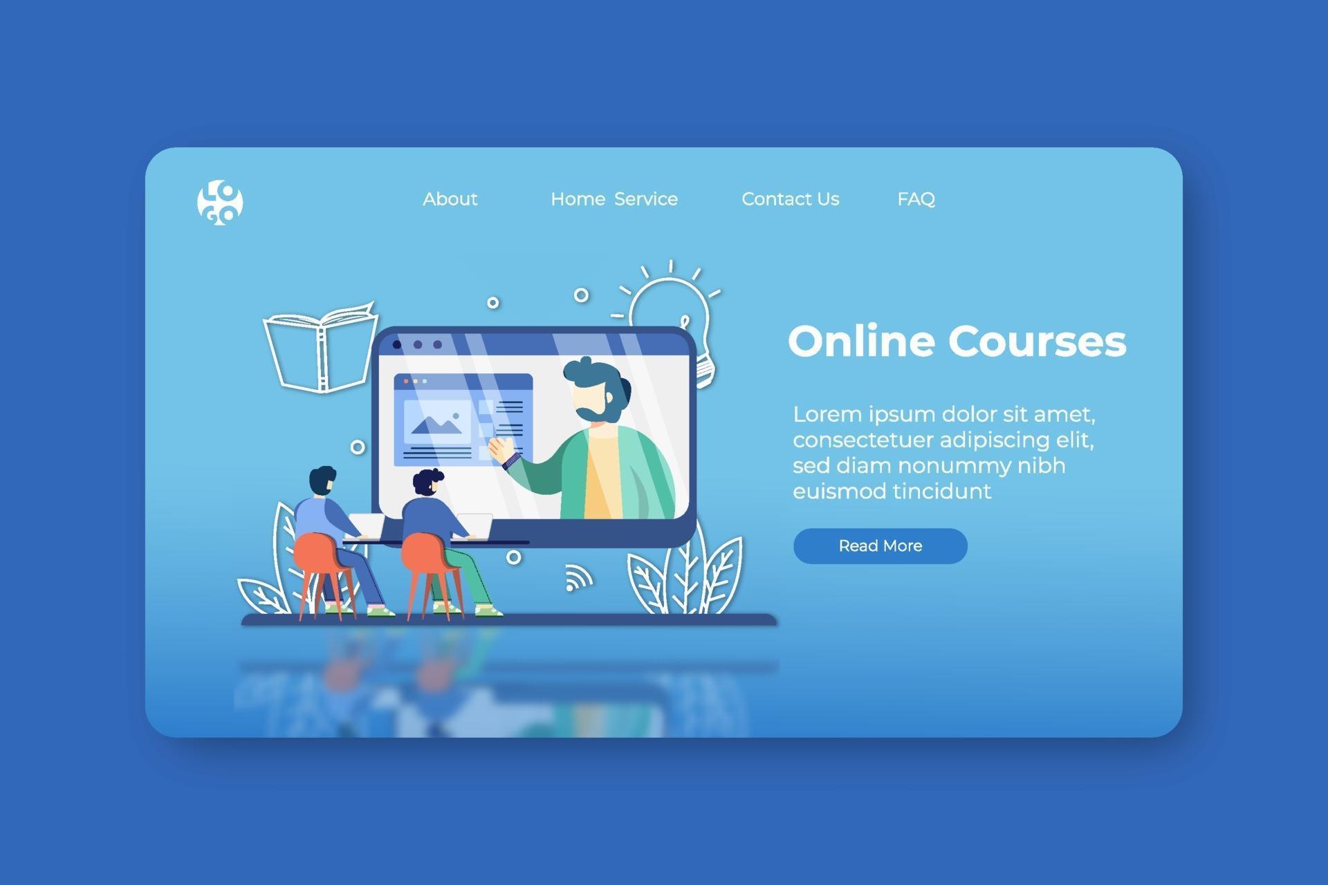 Modern Flat Design Vector Illustration. Online Courses Landing Page and