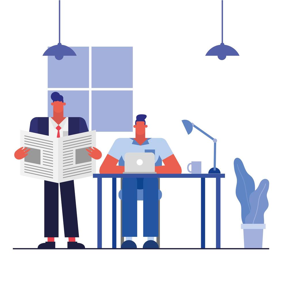 Teamwork concept with men in the office vector