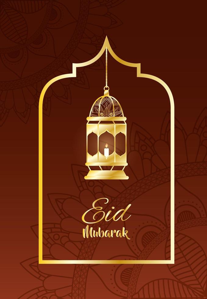 golden lamp ramadan kareem decoration vector