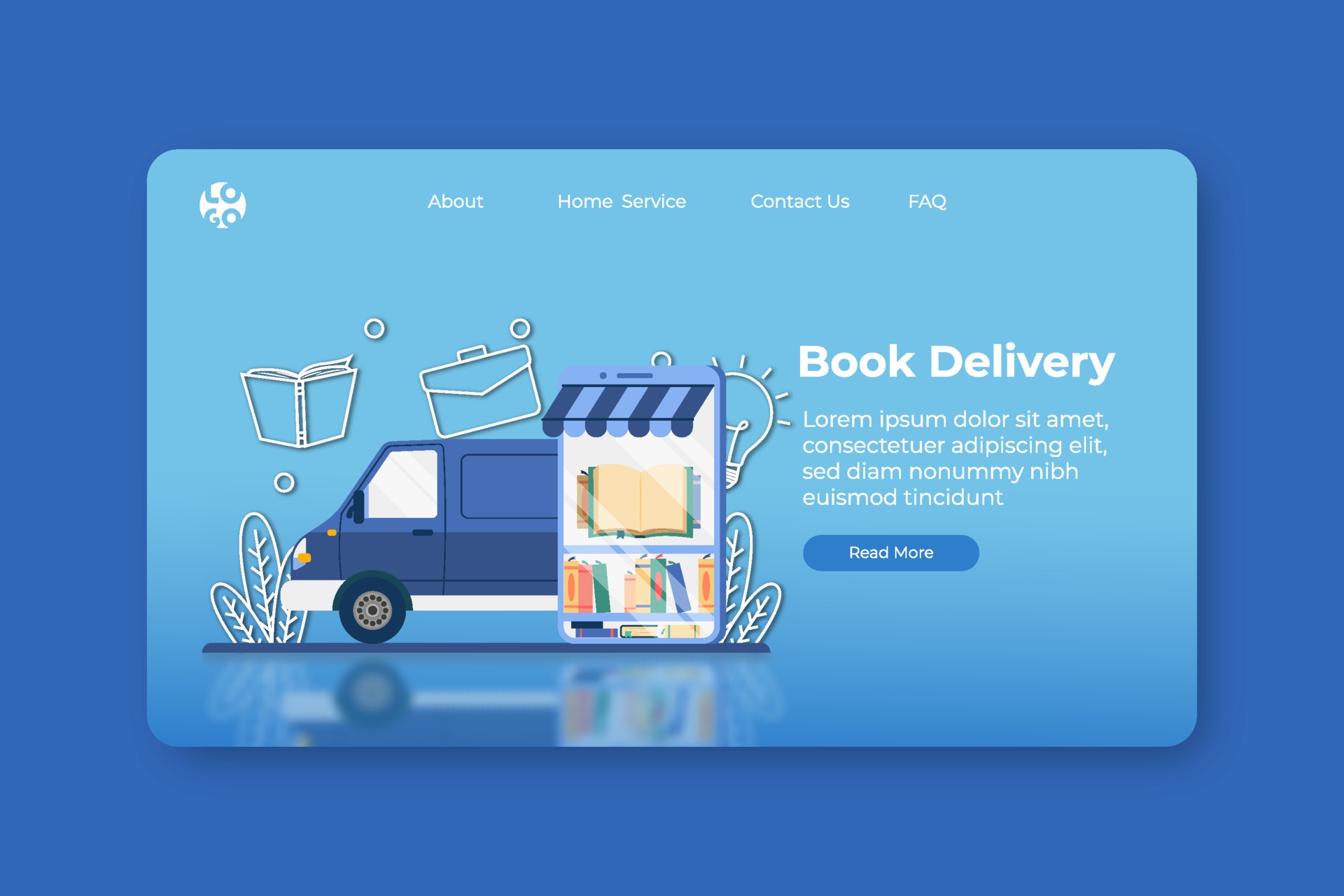 Modern Flat Design Vector Illustration. Book Delivery Landing Page and