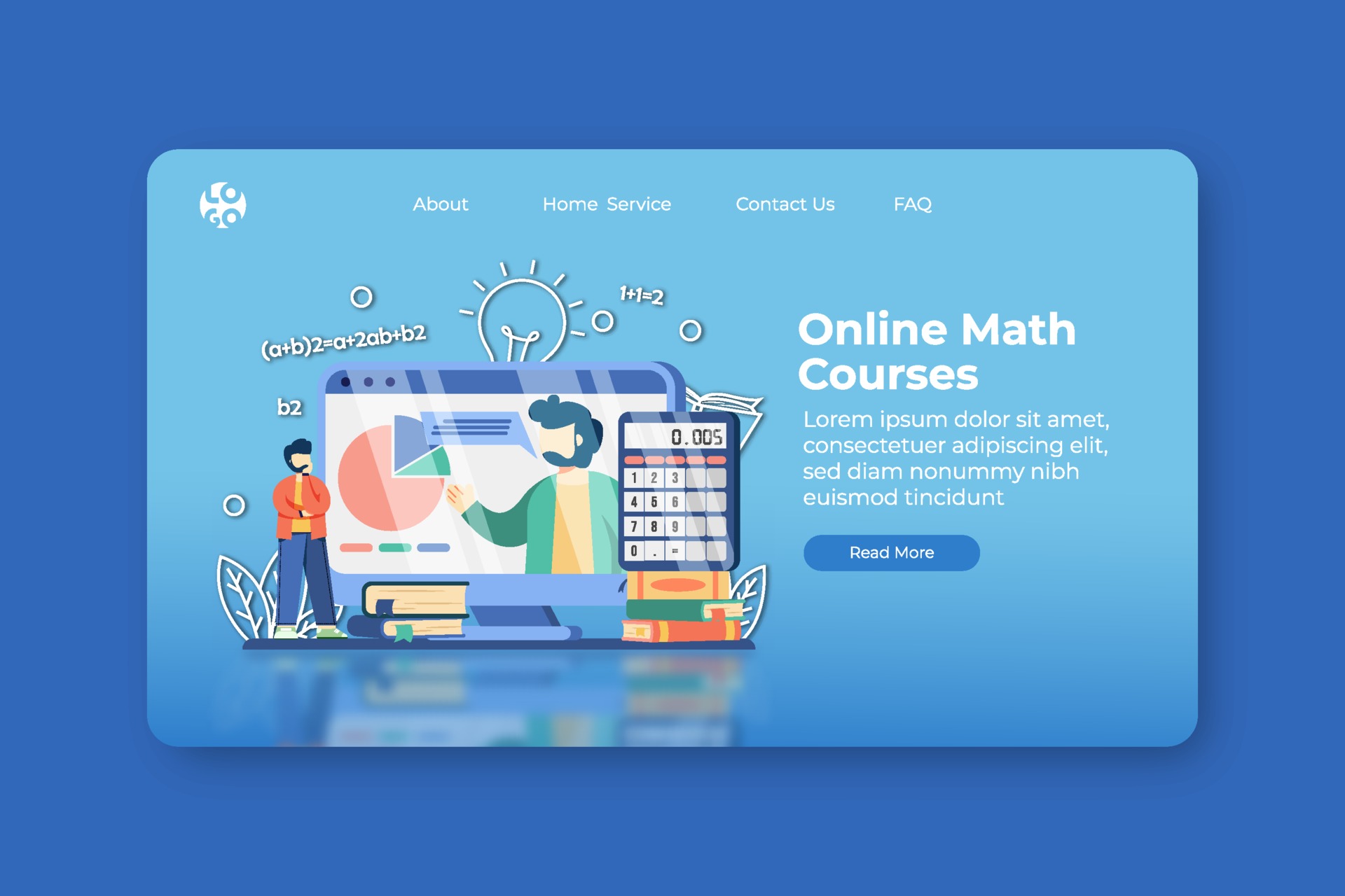 Modern flat design vector illustration. Online Math Courses Landing Page and  Banner Template