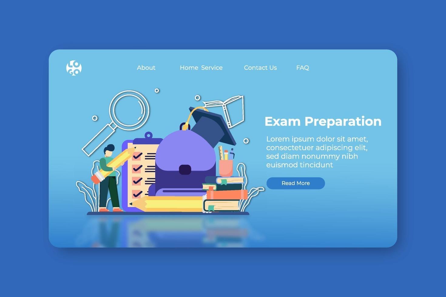 Modern flat design vector illustration.Exam Preparation Landing Page and Web Banner Template. Back to school, Graduation Test, E-Learning, Distance Education, Home Schooling.