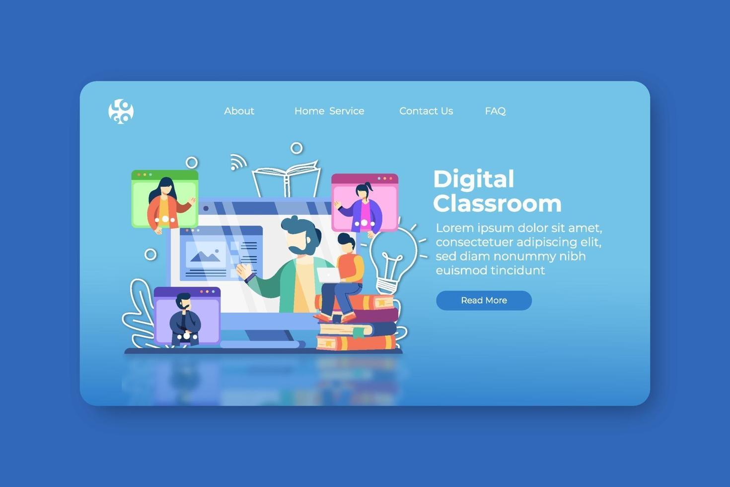 Modern flat design vector illustration. Digital Classroom landing
