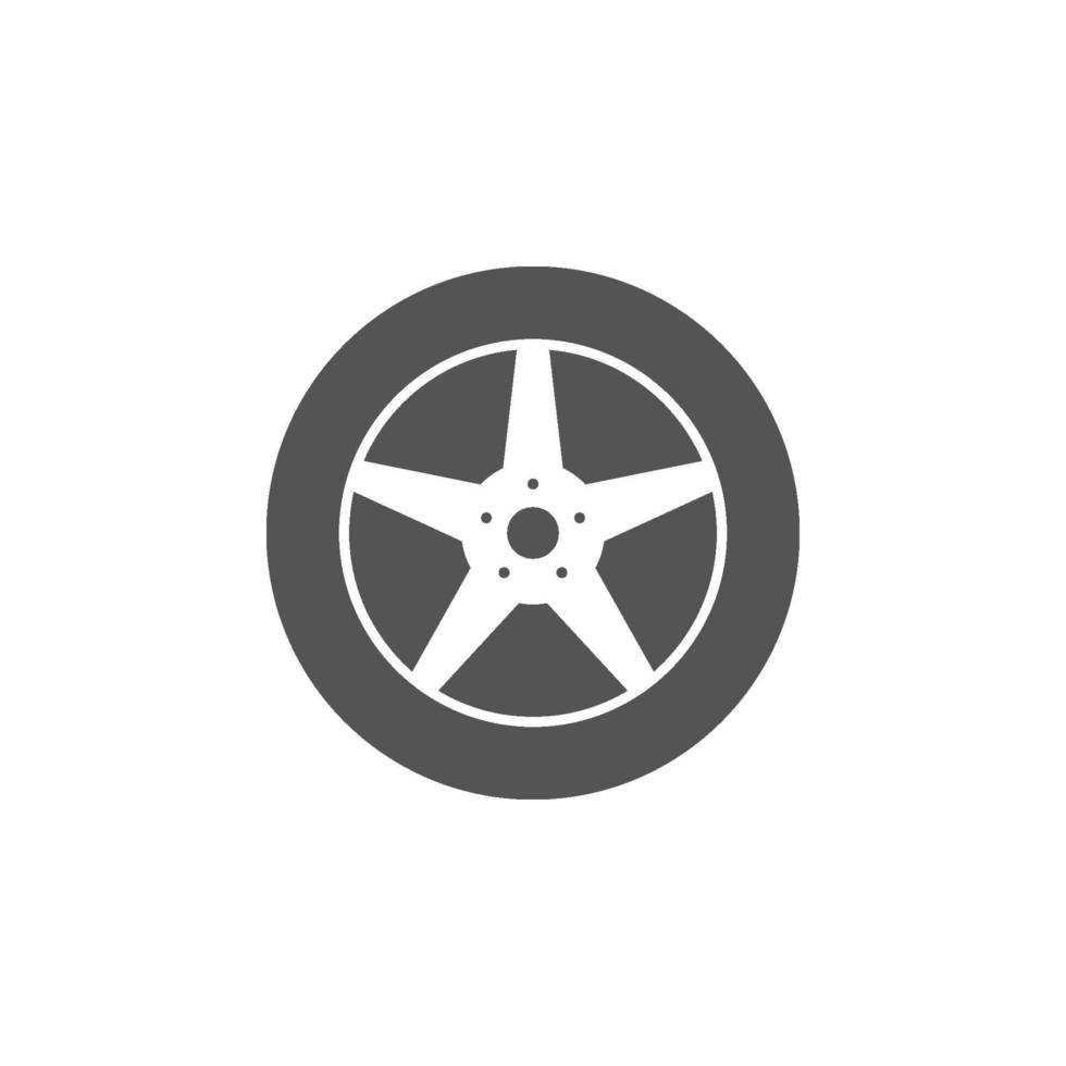 vector de rueda de coche aislado ilustración plana. icono de rueda de coche sobre fondo blanco