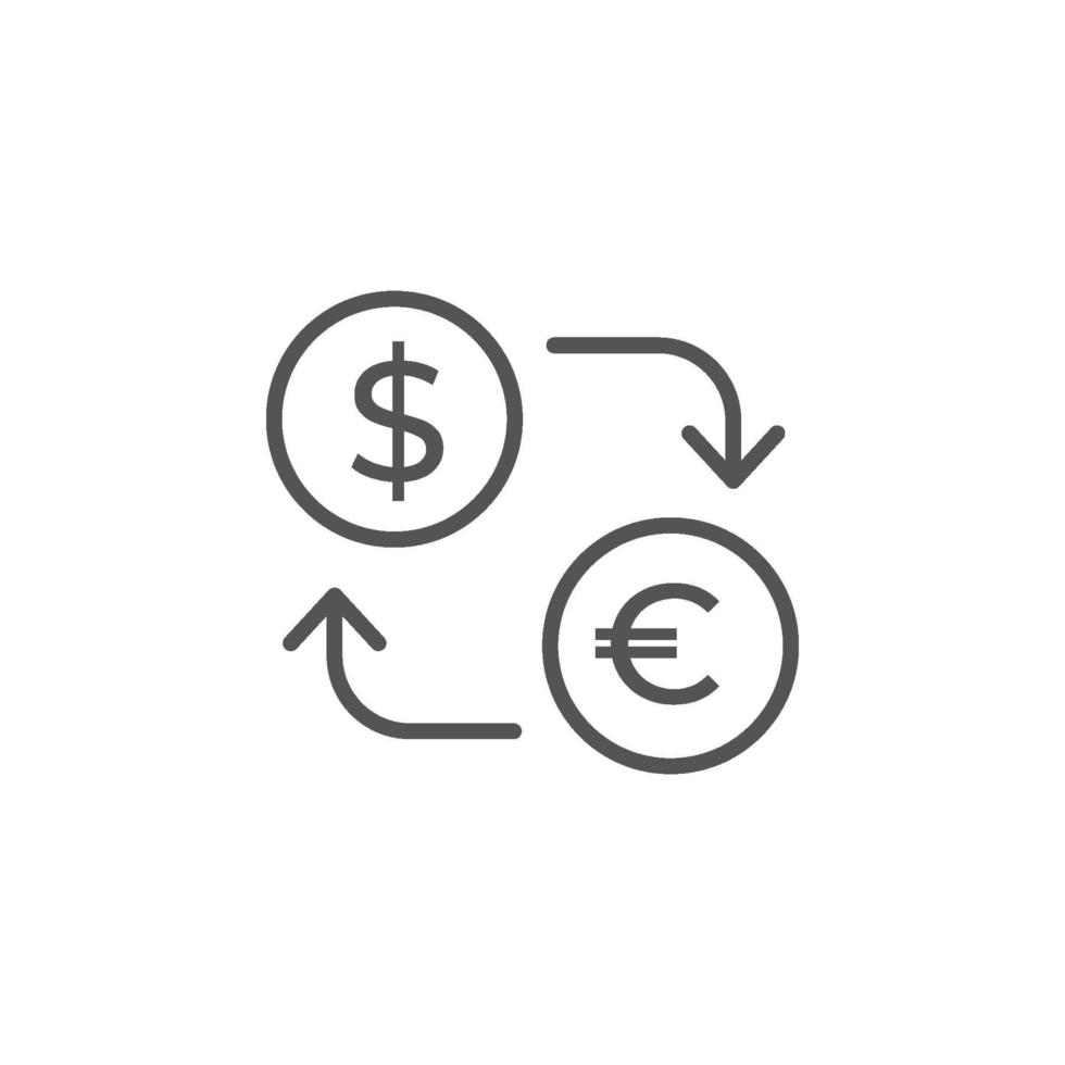 icono aislado de vector de cambio de moneda. signo de conversión de dinero global.