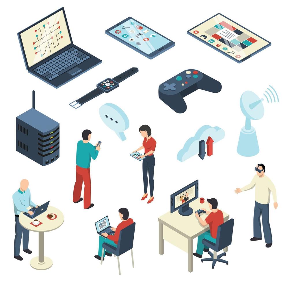 isometric internet of things set vector
