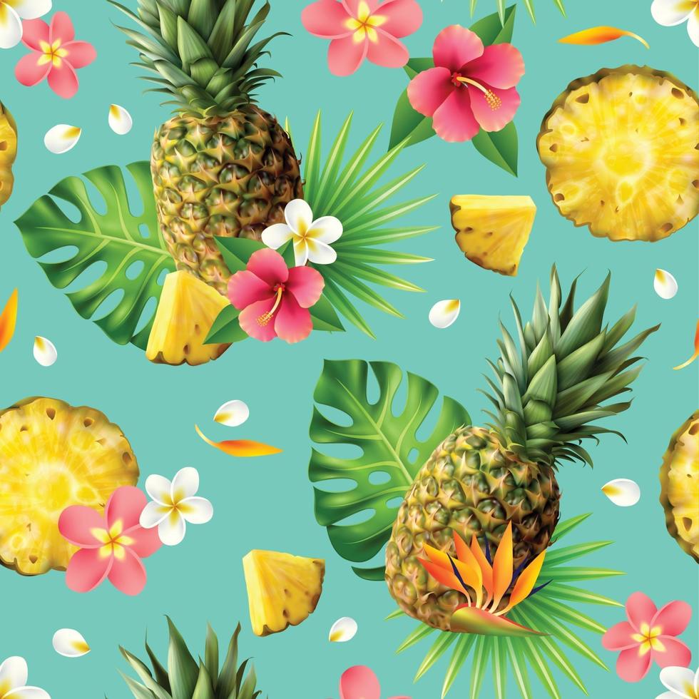 realistic pineapple seamless pattern vector