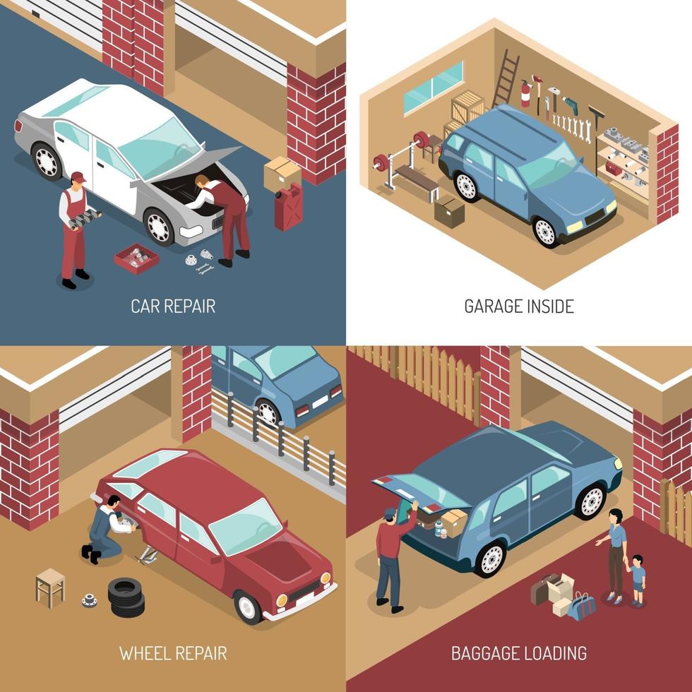 isometric garage design concept vector