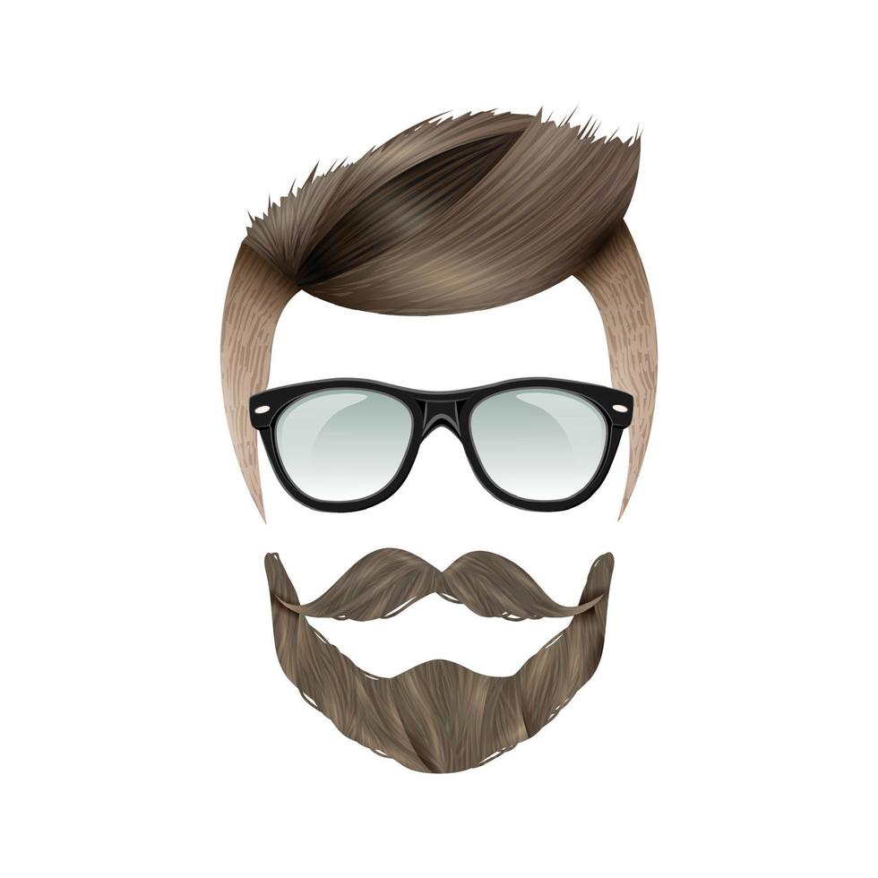 realistic men hairstyle beard hipster vector