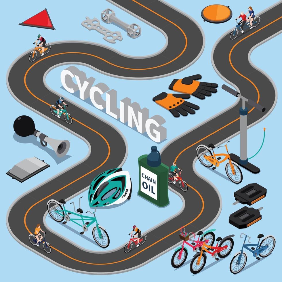 bicycle isometric composition vector