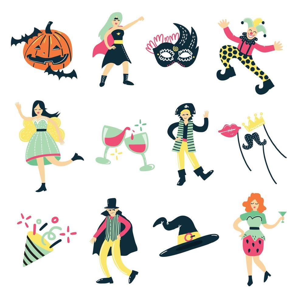 costume party doodle vector