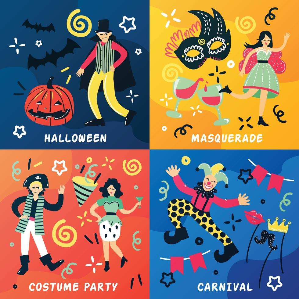 costume party doodle 2x2 vector