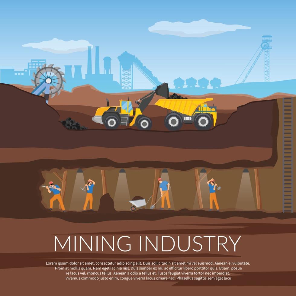 miner mining flat composition vector