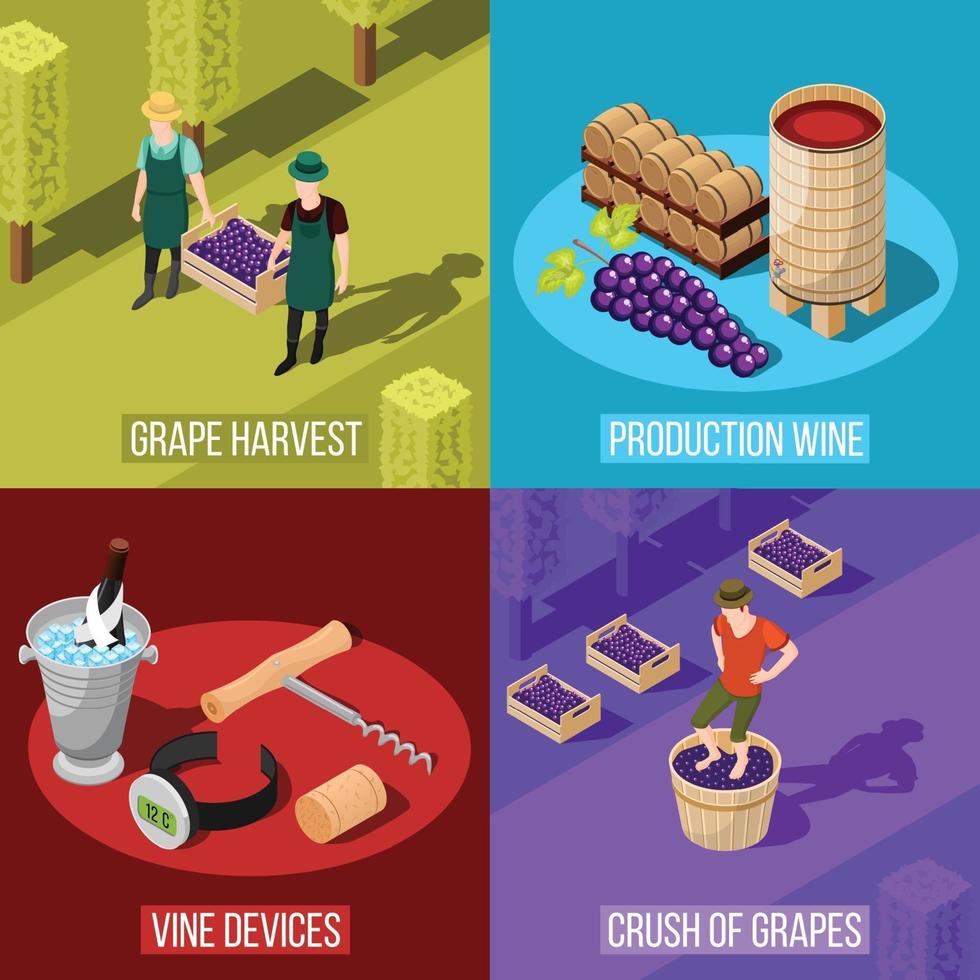 Isometric wine production 2x2 vector