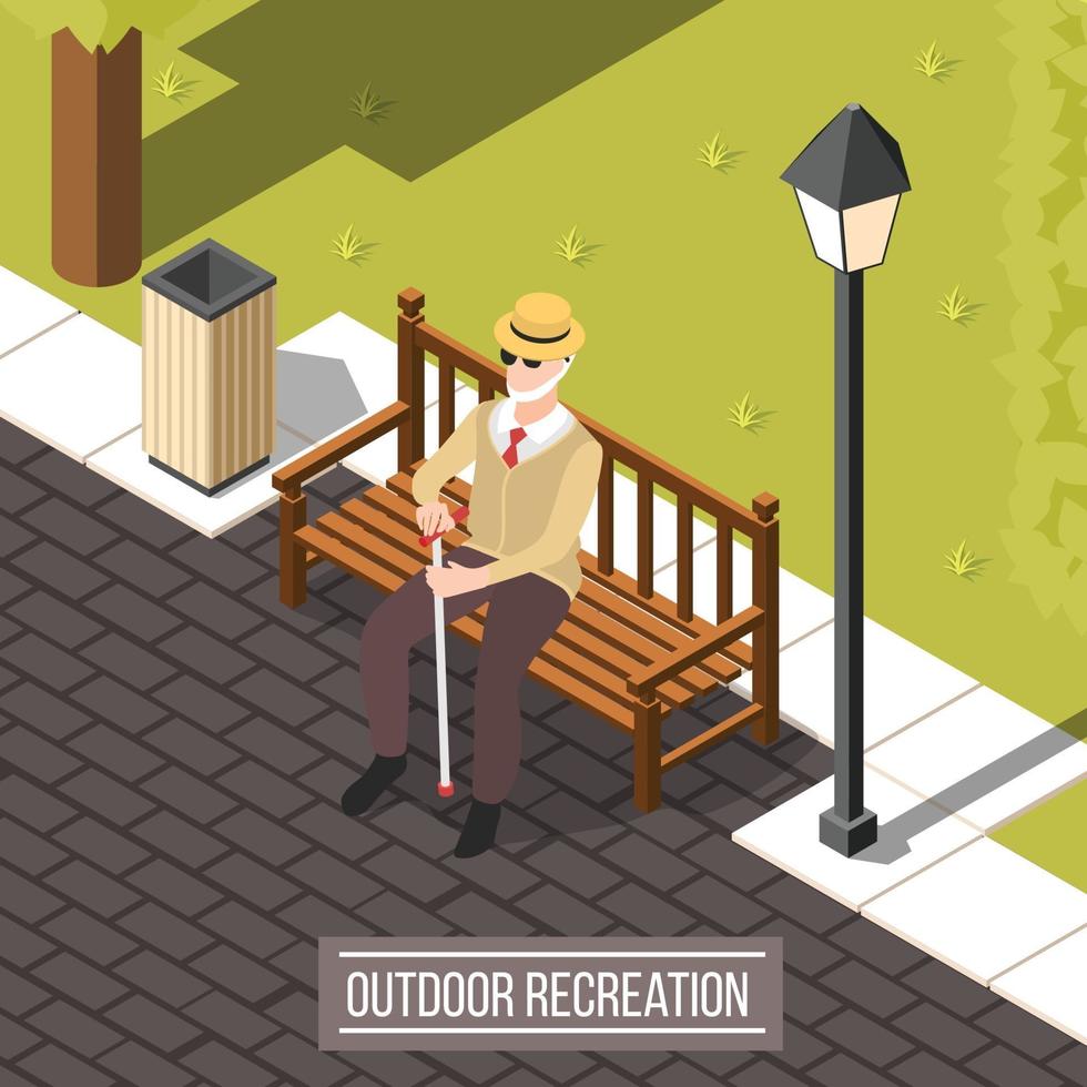 Isometric blind people background vector