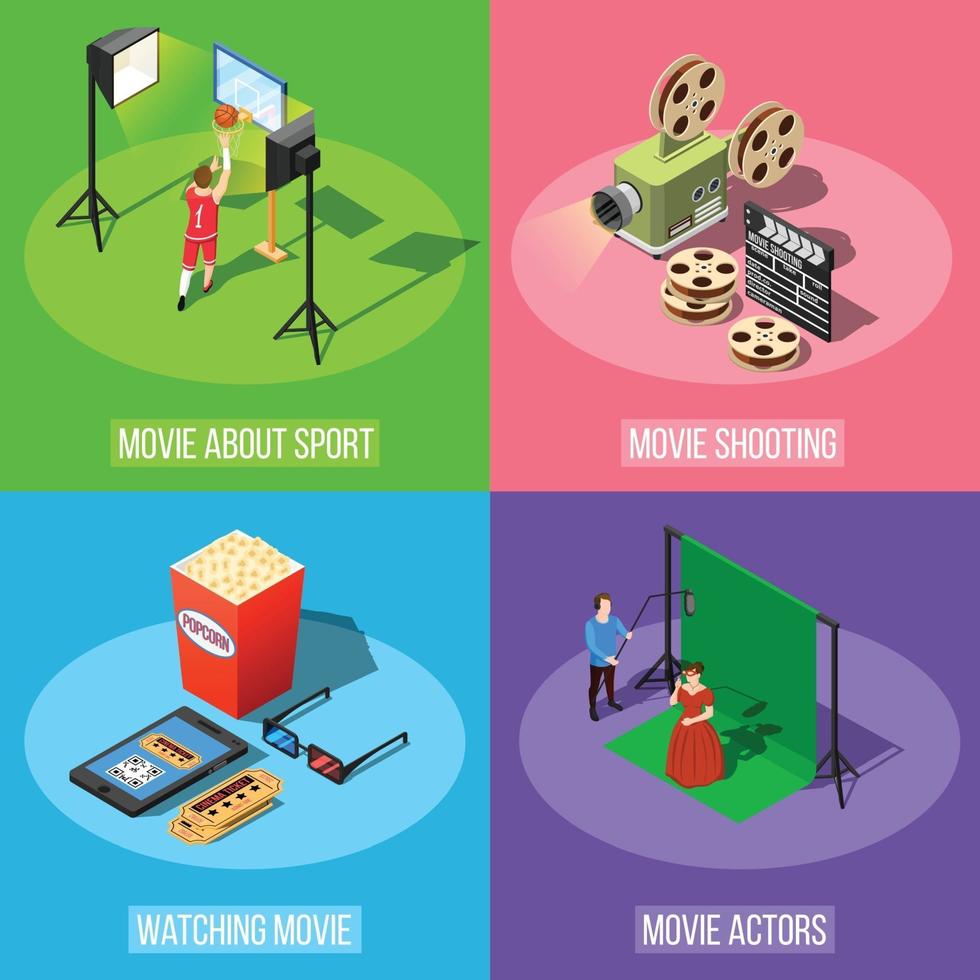 Isometric movie shooting 2x2 vector