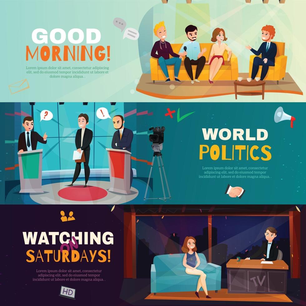 talk show participants horizontal banners vector