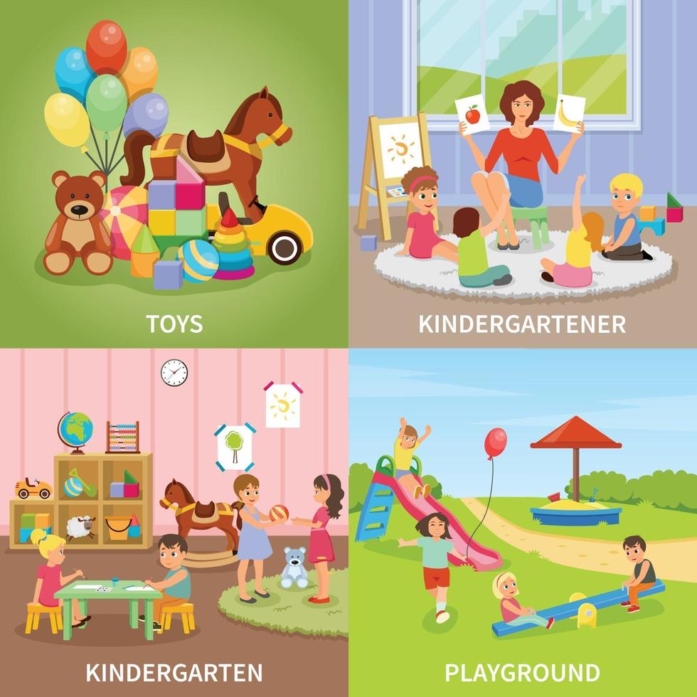 kindergarten babysitter flat 2x2 vector