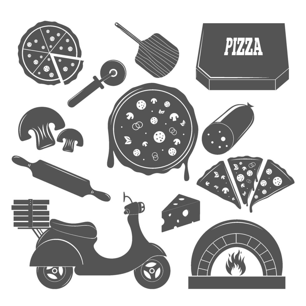 pizza vintage elements vector