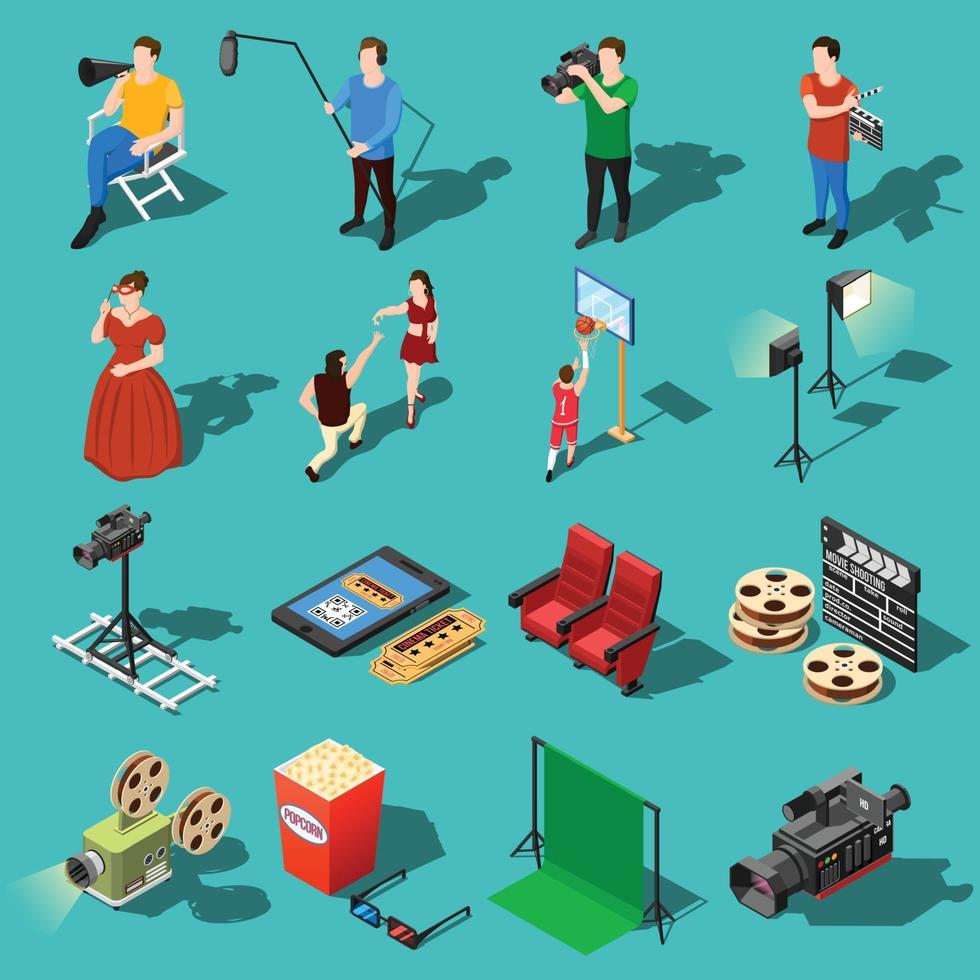 Isometric movie shooting vector