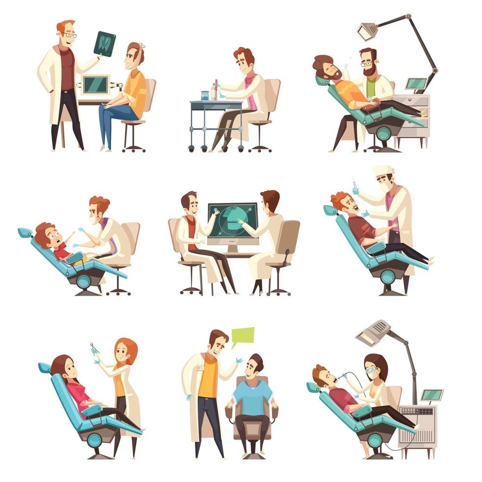 dentist cartoon set vector