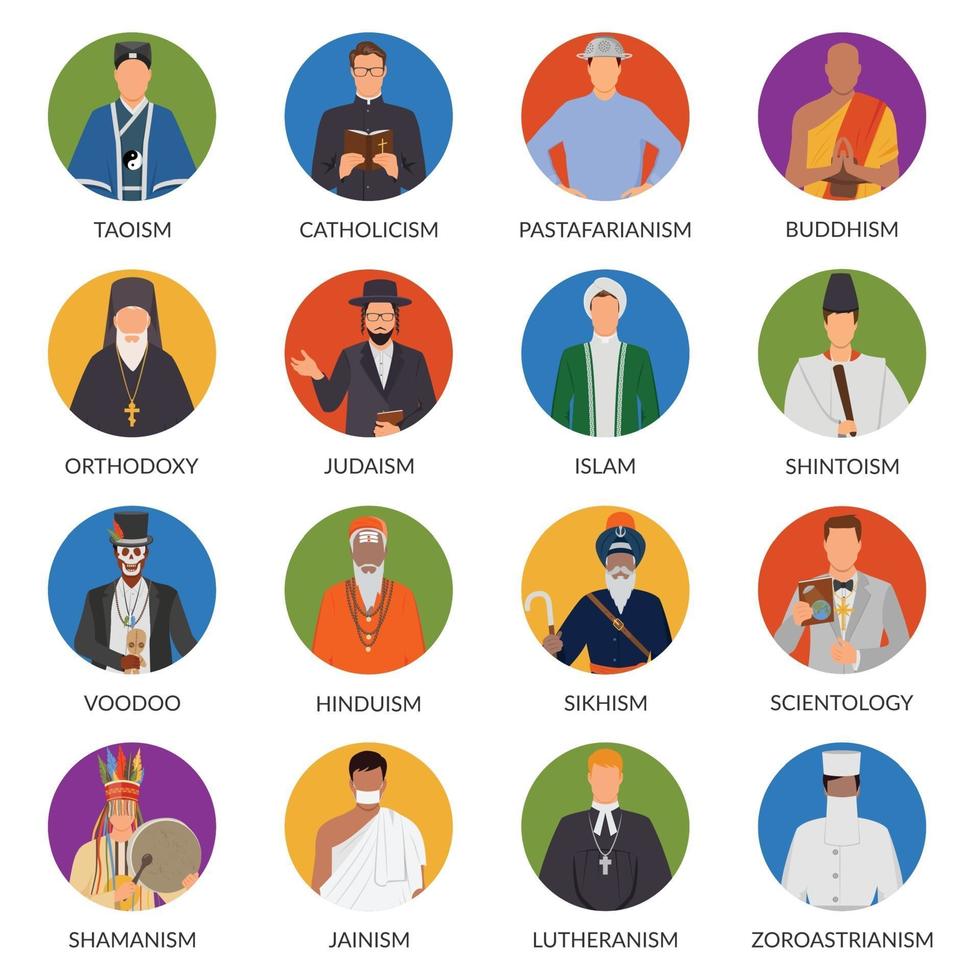 religion people flat avatars vector