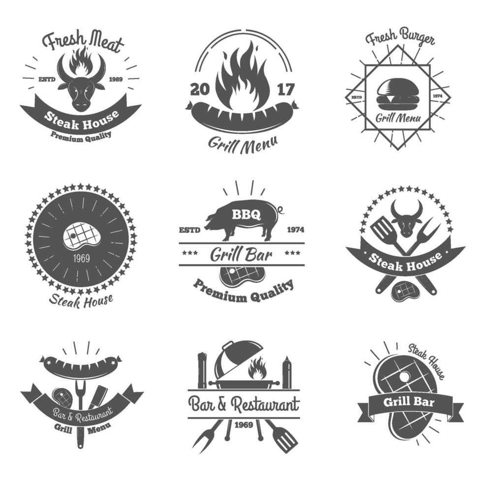 emblemas vintage de steakhouse vector