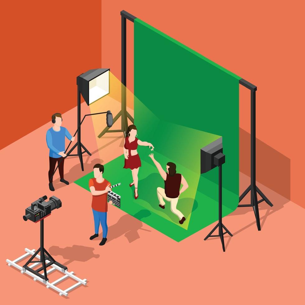 Isometric film set background vector