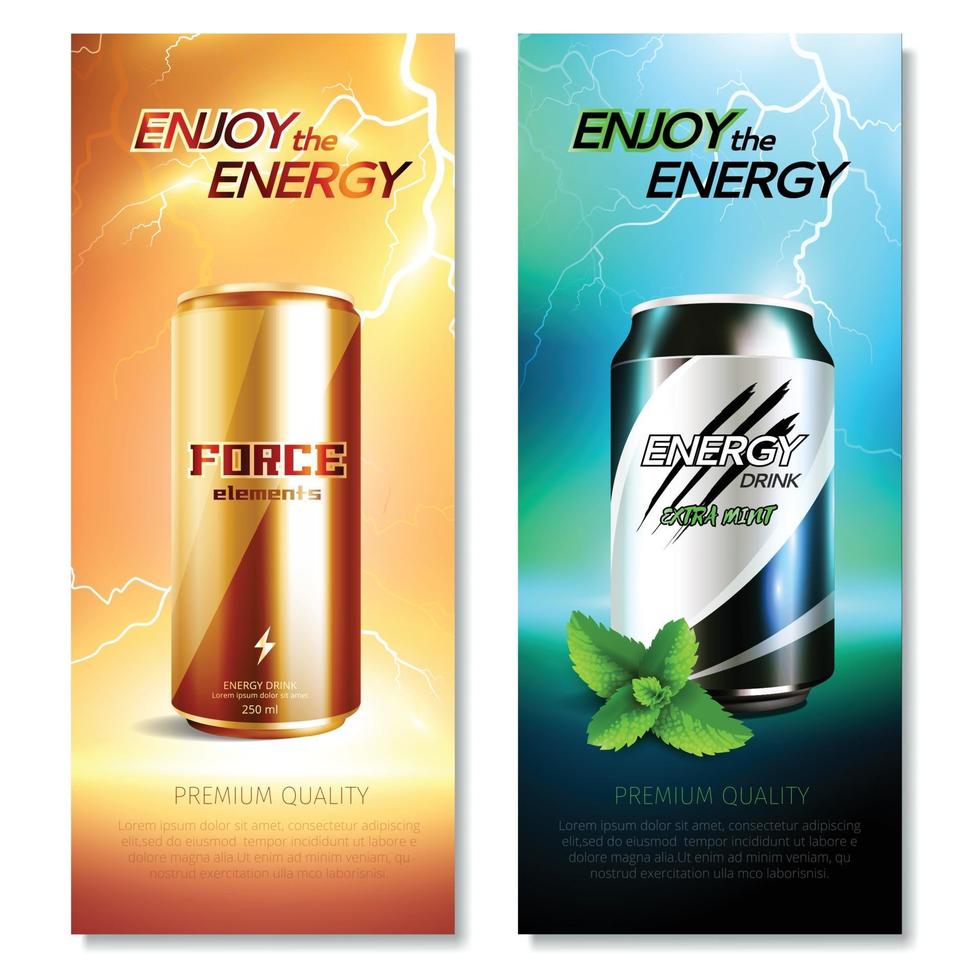 aluminum cans drinks vertical banners vector