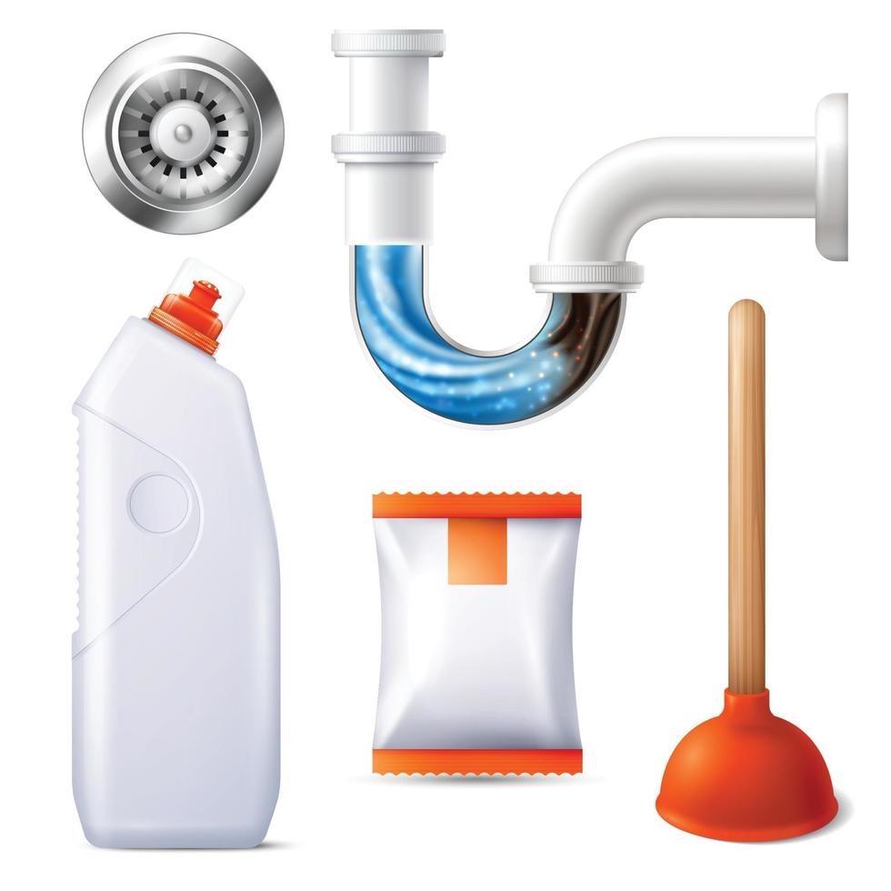 drain cleaner set vector